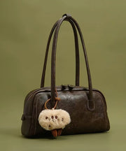 Women Chocolate Cute Plush Toy Faux Leather Satchel Handbag