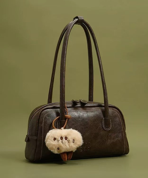 Women Chocolate Cute Plush Toy Faux Leather Satchel Handbag