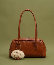 Women Chocolate Cute Plush Toy Faux Leather Satchel Handbag