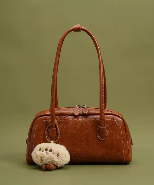 Women Chocolate Cute Plush Toy Faux Leather Satchel Handbag