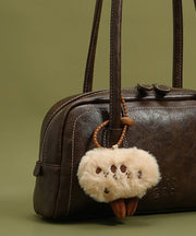 Women Chocolate Cute Plush Toy Faux Leather Satchel Handbag