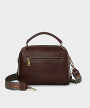 Women Coffee Calf Leather Durable CrossBody Bag