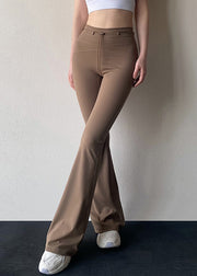 Women Coffee High Waist Patchwork Flare Leggings