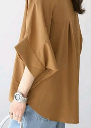 Women Coffee Oversized Cotton Shirt Top Summer