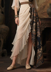 Women Colorblock Asymmetrical Patchwork Chiffon Robe Dresses Summer