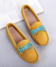 Women Comfortable Splicing Penny Loafers Yellow Suede