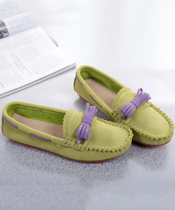 Women Comfortable Splicing Penny Loafers Yellow Suede