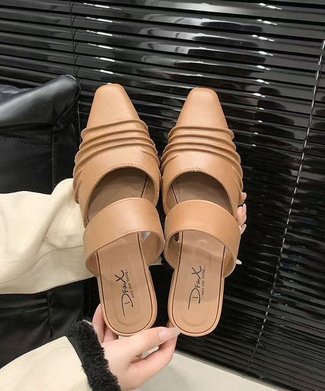 Women Comfy Black Wrinkled Splicing Slide Sandals