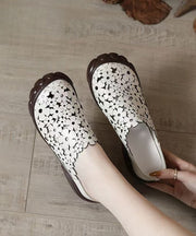 Women Comfy White Flat Shoes Splicing Hollow Out