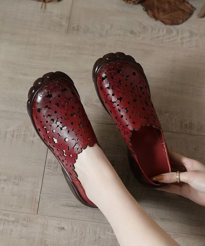 Women Comfy White Flat Shoes Splicing Hollow Out