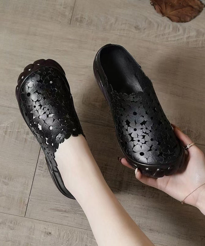 Women Comfy White Flat Shoes Splicing Hollow Out