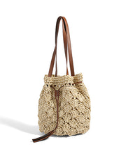 Women CrossBody Solid Durable Straw Woven Bucket Bag