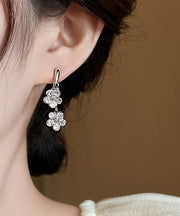 Women Gold Copper Alloy Floral Drop Earrings