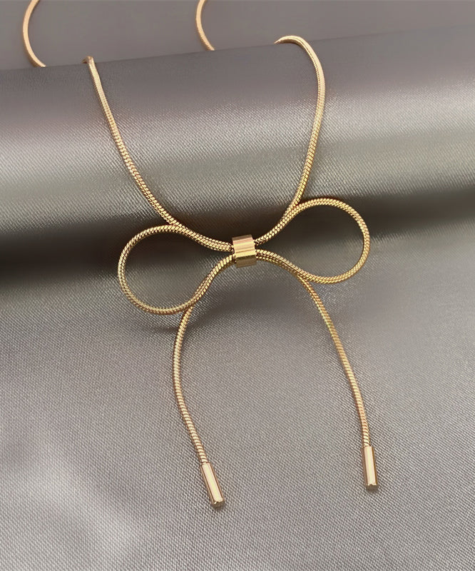 Women Gold Sterling Silver Overgild Bow Princess Necklace