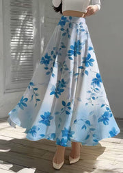 Women Gradient Blue Print Chiffon Beach Skirts Summer