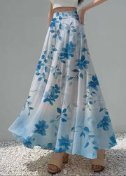 Women Gradient Blue Print Chiffon Beach Skirts Summer