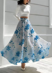 Women Gradient Blue Print Chiffon Beach Skirts Summer