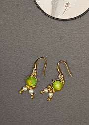 Women Grass Green Fine Crystal Original Design Drop Earrings