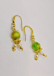 Women Grass Green Fine Crystal Original Design Drop Earrings