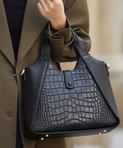Women Grey Patchwork Durable Calf Leather Tote Bag