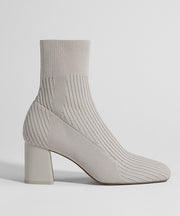 Women Grey Stretch Fabric Splicing Chunky Boots