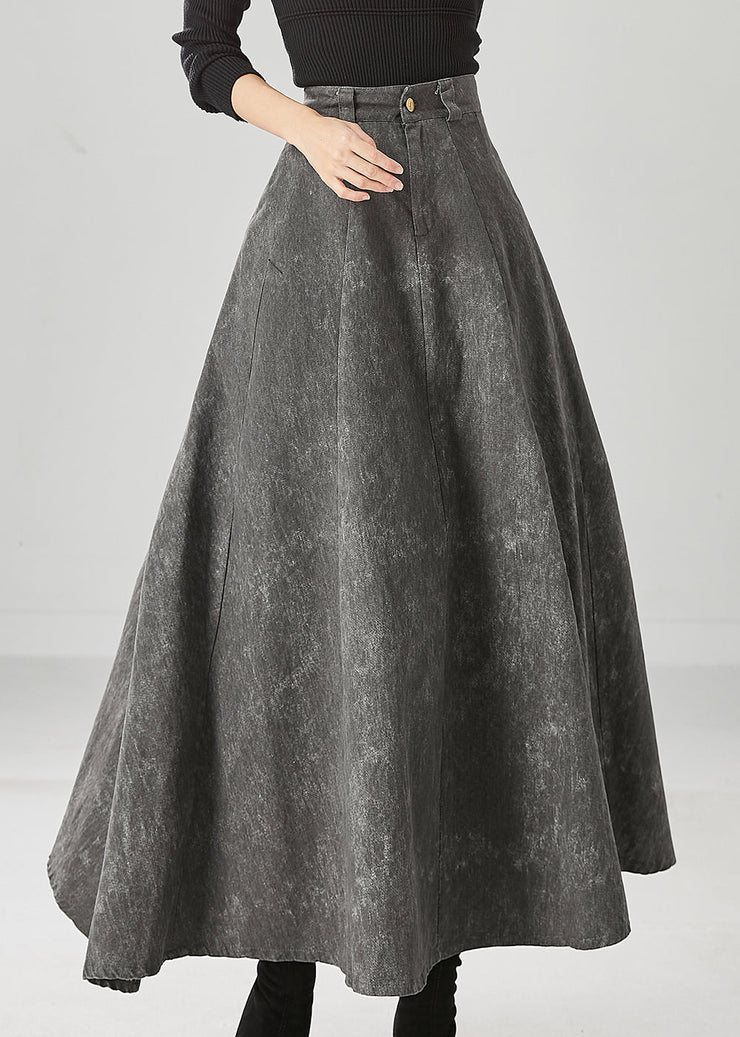 Women Grey Tie Dye Pockets Cotton A Line Skirt Fall