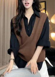 Women Grey V Neck Cozy Warm Knit Vest Tops Sleeveless