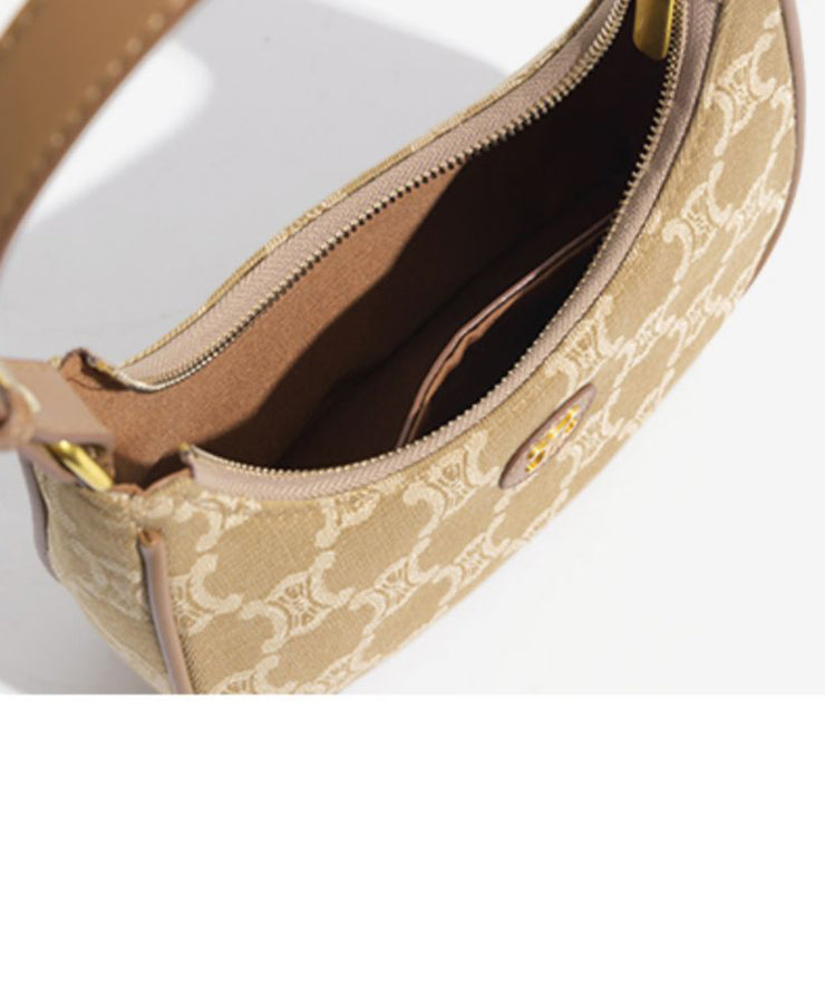 Women Khaki Jacquard Solid Durable Canvas Hobo Bag