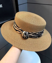 Women Khaki Versatile Straw Woven Cloche Hat
