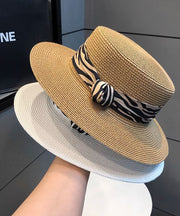 Women Khaki Versatile Straw Woven Cloche Hat