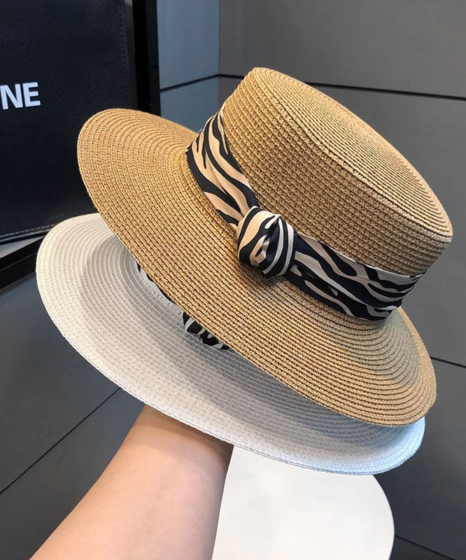 Women Khaki Versatile Straw Woven Cloche Hat