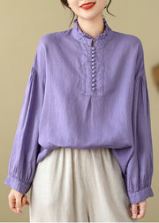 Women Lavender Oversized Cotton Top Spring