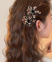 Women Leopard Metal Alloy Floral Hairpin