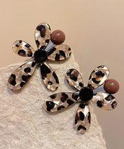 Women Leopard Metal Alloy Floral Hairpin