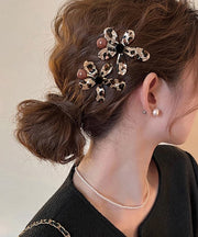 Women Leopard Metal Alloy Floral Hairpin
