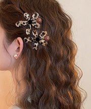 Women Leopard Metal Alloy Floral Hairpin