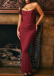 Women Mulberry Cold Shoulder Wrinkled Tulle Vacation Dresses Summer