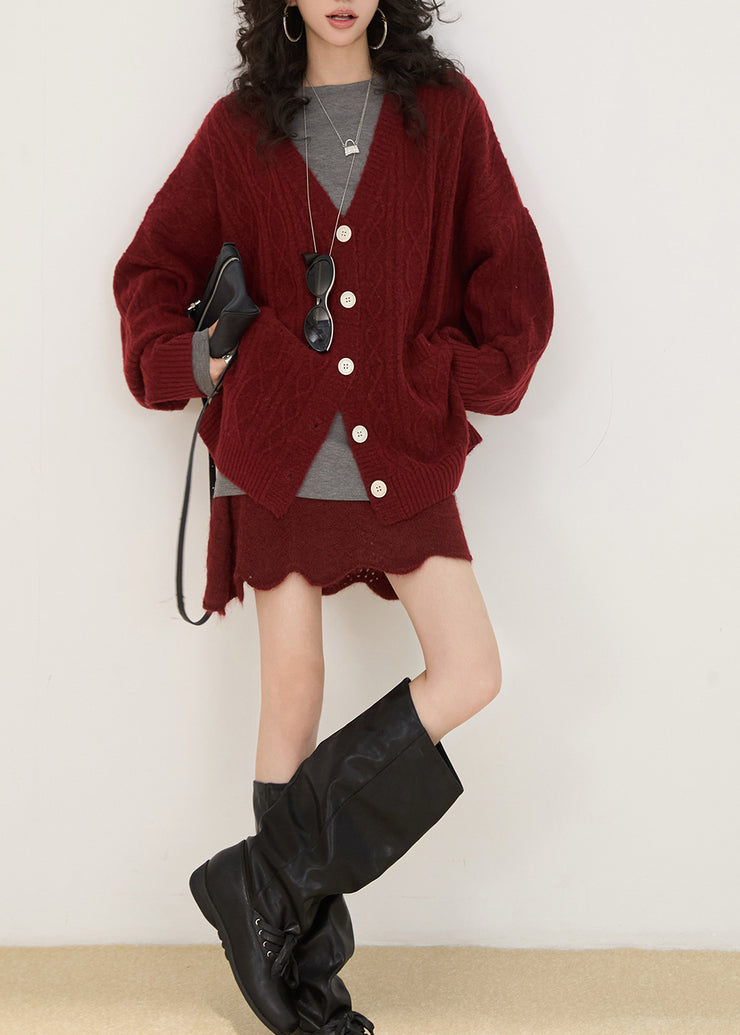 Women Mulberry Oversized Pockets Knit Cardigan Winter