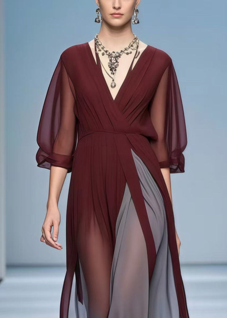 Women Mulberry Patchwork Exra Large Hem Draping Dress Summer
