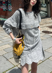 Women Mulberry Ruffled Hollow Out Knit Sweater Winter