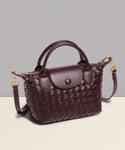 Women Mulberry Weave Solid Durable Leather Tote Handbag