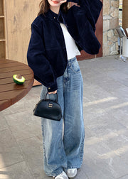 Women Navy Oversized Detachable Denim Coat Outwear Spring