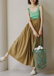 Women Navy Pockets Wrinkled Cotton Spaghetti Strap Dress Summer