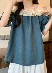 Women Navy Ruffled Patchwork Backless Tanks Summer