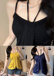 Women Navy Silm Fit Cotton Beach Vest Summer