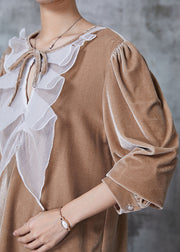 Women Nude Oversized Patchwork Silk Velour Shirts Spring