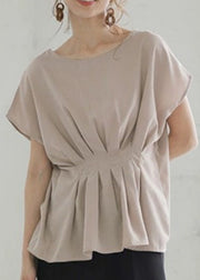 Women Nude Oversized Wrinkled Cotton Tank Tops Summer