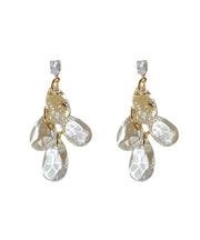 Women Nude Sterling Silver Alloy Crystal Zircon Tassel Drop Earrings