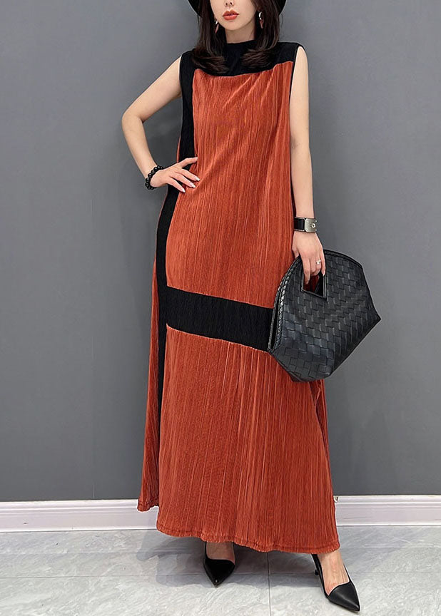 Plus Size Orange O-Neck Print Cozy Robe Dresses Summer main image 0