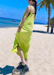 Women Orange Oversized Print Cotton Vacation Sundresses Summer